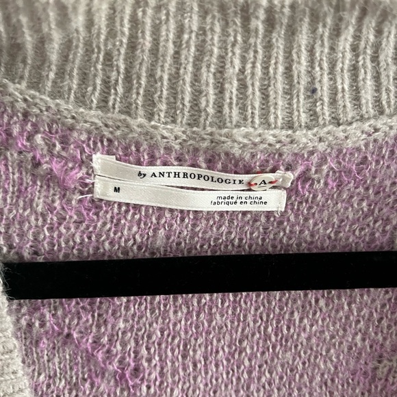 Anthropologie Floral Knit Cardigan Sweater - Pink on Cream - Picture 2 of 3